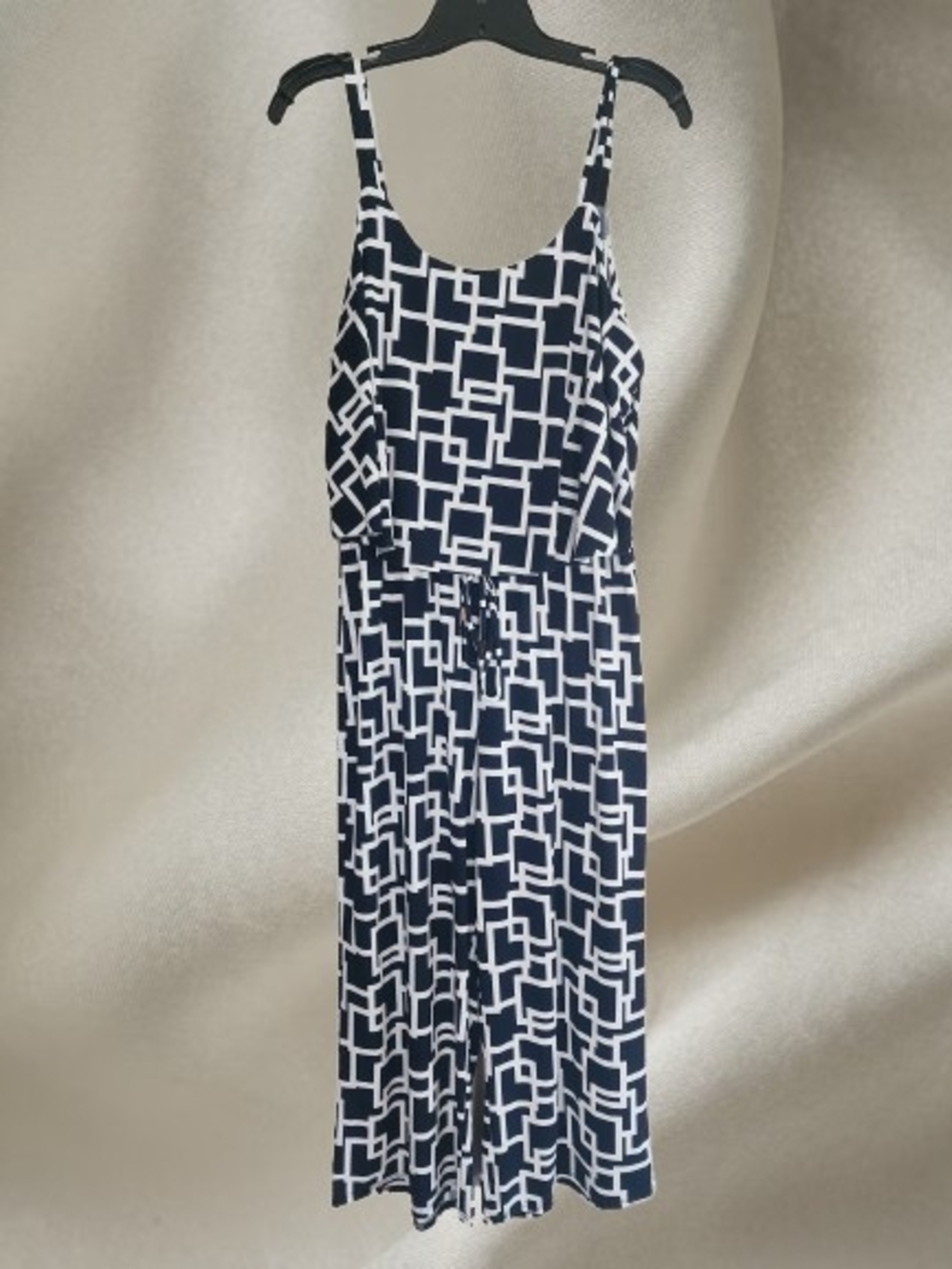 Navy and White Geometric Maxi Dress